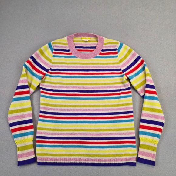 J. Crew Sweaters - J. Crew Womens 100% Cashmere Rainbow Stripe Crewneck Sweater Multi Color Small